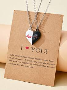 2pcs Multicolor Stylish Handshake Heart, Yin Yang, Skull, Sun Design Pendant Necklaces, Perfect For Women Everyday Wear, Valentine's Day, Friendship - Multicolor - View 11