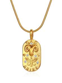 1pc Elegant & Fashionable 12 Constellations Pendant Necklace With Diamond Inlaid, Stainless Steel, Ideal For Daily Wear - Taurus - View 16