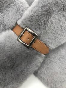 1pc Thickened Warm Plush Scarf, With Solid Color And Belt Buckle Decoration, Fashion Neck Warmer - Multicolor - View 4