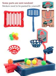 盒手指射擊籃球玩具，桌上 2 人射擊遊戲，迷你籃球遊戲，適合兒童運動比賽和親子互動，益智玩具，顏色隨機 - 藍色 - 查看 4