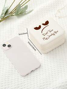 1PC Mini Don'T Touch My Jewelry Box Travel Portable Zipper Jewelry Storage Box For Rings Necklaces Studs Storage - White - View 3