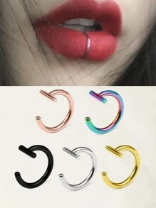 5pcs/Set Funky Stainless Steel Bead Decor Labret Lip Ring For Women For Daily Decoration - Multicolor - View 1