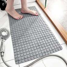 1pc PVC Anti-Skid Bath Mats Rectangle Soft Shower Bathroom Massage Mat Suction Cup Non-Slip Bathtub Carpet - Grey - View 1