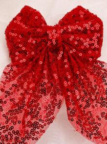 1pc Shiny Sequin Big Bow Hair Clip, Red Glitter Hair Accessory, Suitable For Daily Wear And Valentine's Day Gift, Fit For Girls And Teenagers - Red - View 4