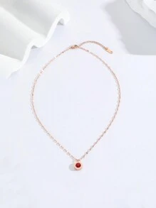 1pc Fashionable Jewelry Stainless Steel 18k Gold Plated Roman Numeral Circle Pendant Necklace With Rhinestone Inlay, Suitable For Women's Parties, Daily Wear - Multicolor - View 10