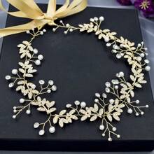 1pc Silver/Gold Tone Alloy Leaf Wedding Waist Belt, Handmade Fashionable Bridal Belt, Women's Accessory, Suitable For Wedding, Ball, Beauty Pageant And Other Occasions - Gold - View 8