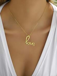 字母吊墜項鍊吊墜優雅名字項鍊珠寶禮物女士女孩情人節禮物 - 金色 - 查看 4