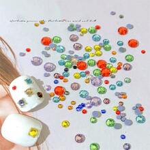 約130粒混合尺寸的平底鑲嵌水晶石,多色玻璃圓形寶石,美甲藝術裝飾配件 - 彩鑽 - 查看 5