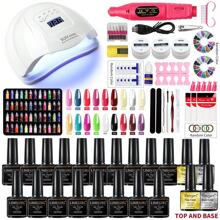 指甲套裝丙烯酸指甲套裝,配有led指甲燈烤箱uv凝膠指甲油套裝,美甲工具套裝,置頂底座指甲鑽機 - 粉色 - 查看 1