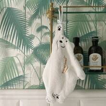 1pc Hanging Polar Bear Style Soft, Water Absorbent And Quick-Drying Hand Towel For Kitchen And Bathroom - White - View 10