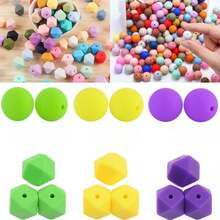 30/60pcs Diy Mardi Gras Themed Silicone Beads Set: Round Beads, Flat Round Beads, Abacus Beads, Hexagonal Beads, Octagonal Beads, Square Beads. Materials, Safe And , For Making Necklaces, Bracelets, Keychains, Phone Chains, Etc. - Bead - View 3