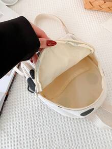 女士簡約拼接灰塵絨經典背包 - 黑與白 - 查看 8