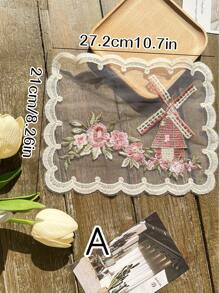 1pc Vintage Lace Border Embroidered Cushion Cover / Pillowcase / Coaster / Table Mat / Sofa Decoration Handicraft