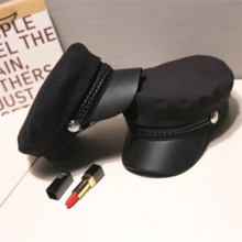 1頂秋冬季針織貝雷帽，戶外畫家帽，貝雷帽，圓頂帽，英式風格 - 黑色 - 查看 4