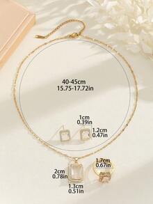 4入組（項鍊,耳環和戒指）的銅首飾套裝 - 彩色 - 查看 3