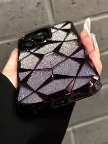 Apple Compatible With IPhone 16 Electroplated Geometric Gradient Bling Phone Case Compatible With IPhone 16 15 Pro Max 14 13 12 11 Pro Max Anti-Drop Soft Silicone Cover