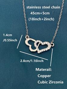 1 件送給我姐姐/我的紅利女兒/我的侄女/我的孫女/我最好的媽媽無限心形銅和方晶鋯石吊墜項鍊帶禮品卡和盒子,非常適合生日/節日禮物 - 銀色 - 查看 7