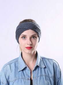 2入組中性設計帶頭帶的針織帽,y2k風格對角線條紋頭饰,適用於日常通勤、戶外運動和休閒娛樂,保暖時尚的冬季配件 - 彩色 - 查看 3