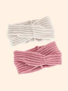 2入組中性設計帶頭帶的針織帽,y2k風格對角線條紋頭饰,適用於日常通勤、戶外運動和休閒娛樂,保暖時尚的冬季配件 - 彩色 - 查看 6