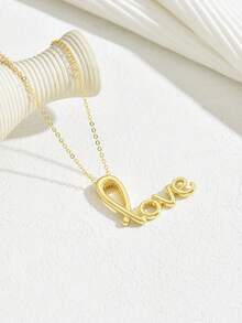 字母吊墜項鍊吊墜優雅名字項鍊珠寶禮物女士女孩情人節禮物 - 金色 - 查看 2