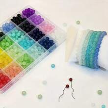 24color/1box 8mm Glass Round Beads DIY Bracelet Necklace Jewelry Accessories (Random Color) - Random - View 2