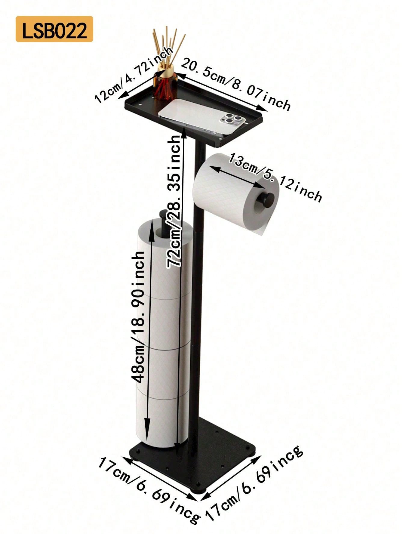 1pc Black Bathroom Tissue Paper Holder, Freestanding Stainless Steel