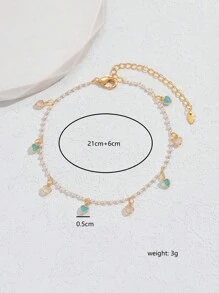 1pc Bohemian Pearl & Sweetheart & Waterdrop Shaped Cubic Zirconia Anklet For Women, Holiday Dating Festival Gift - Multicolor - View 5