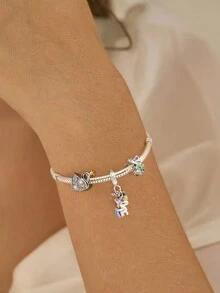 1Pc Fashionable 925 Sterling Silver  Unicorn  Charm Bead  Fit  For Women Bracelets Bangles DIY Jewelry Making Fine Jewellery - Silver - View 2