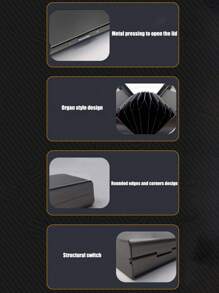 1pc 6-Card Slots Card Holder, Men's RFID Blocking Aluminum Alloy Super Slim Wallet, Letter Print Wallet - Black - View 9