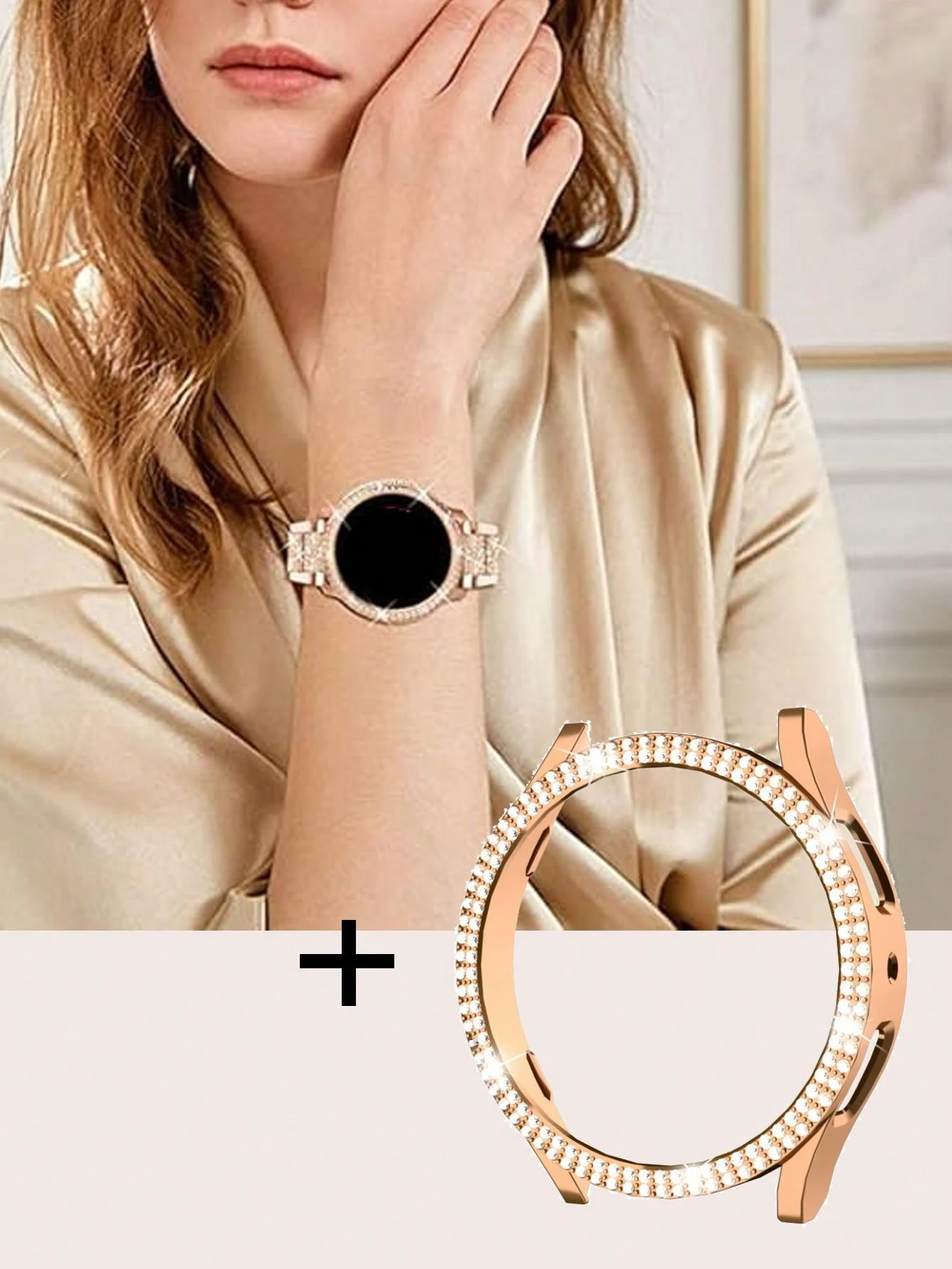 2pcs/Set Stainless Steel Rose Gold Samsung Watch Band And Double