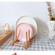 1pc Bamboo Anti-Bacterial & Anti-Mold Creative Draining Rack For Tableware, Bowls And Plates With Tea Display Stand, Kitchen Utensil Storage Organizer, Joint Draining Rack - Yellow - View 6