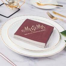 20入組酒紅色紙質雞尾酒餐巾,有金箔設計,適用於正式晚餐、週年慶、酒紅色婚禮用餐巾,用於餐桌、客房、洗手間、新娘淋浴、訂婚派對、單挑派對、甜點飲料桌,派對用品 - 酒紅色 - 查看 5