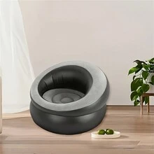 1pc Outdoor Inflatable Sofa Chair, Thickened Flocking Inflatable Sofa, Portable Inflatable Stool, Easy To Store Leisure And Entertainment Lounge Chair - Grey - View 1