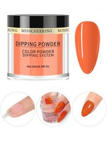 Misscheering 指甲藝術純色浸漬粉1入組，水晶粉末指甲魅力細粉末指甲裝飾，適用於女性或女孩日常指甲藝術DIY造型 - 橘色 - 查看 2