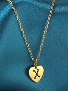 1pc Simple Stainless Steel 26 English Alphabet Pendant Necklace, Ideal Gift For Friends - Yellow Gold - View 21