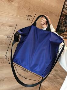 Simple Large Capacity 2pcs/Set Shopping Bag With Shoulder Strap, Tote Bag And Handbag - Blue - View 5