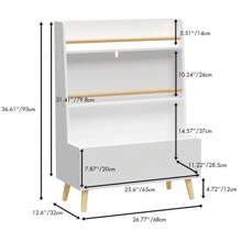 Kids Bookshelf, Wooden Bookcase, Toy Storage Cabinet Organizer, 2-Tiers Book Organizer With Storage Bin
