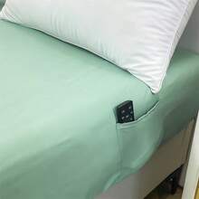 1入麻花紋固色床單帶收納袋，聚酯纖維，柔軟透氣，簡約床墊保護單人雙人床適用 - 薄荷綠 - 查看 3