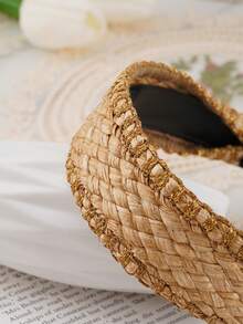 1 件 24 件手工拉菲草編織時尚百搭頭帶,適合派對、生日和節日 - 卡其色 - 查看 8