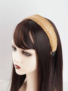 1 件 24 件手工拉菲草編織時尚百搭頭帶,適合派對、生日和節日 - 卡其色 - 查看 6