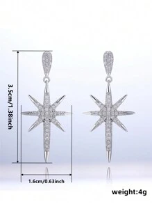 1對時尚立方氧化鋯星星吊墜耳環,適用於女性婚禮、訂婚、紀念日派對,情人節禮物首選 - 1# - 查看 6