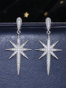 1對時尚立方氧化鋯星星吊墜耳環,適用於女性婚禮、訂婚、紀念日派對,情人節禮物首選 - 1# - 查看 5