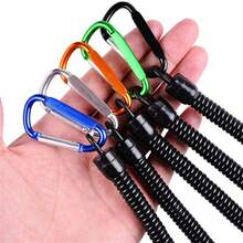 7PCS Fishing Spring Rope Security Extendable Hiking Fishing String Lanyard Anti-Lost Tackle Multicolor Elastic Climbing Steel Wire Keychain - Orange - View 3