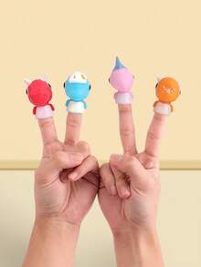 1張/5入組/故事說明,柔軟的動物手偶玩具,適用於嬰幼兒早期教育、房間裝飾或手指遊戲 - 彩色 - 查看 5