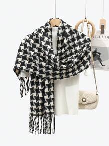 1pc Women's Soft, Warm, Skin-Friendly And Fashionable Tartan Scarf For All Seasons - Black - View 6
