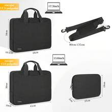 Maletin para laptop 14 17.3 pulgadas hombre y mujer Portafolio para laptop mujer Funda para laptop Funda para portátil Impermeable Tela Oxford - Negro - Ver 6