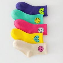 5對/包時尚卡通多巴胺風格兒童中筒運動襪 - 彩色 - 查看 5
