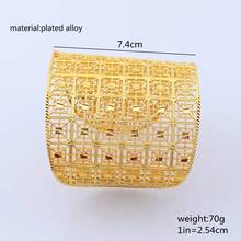 Women's French Chain Cuff Bracelet, Gold-Colored Moroccan Bangle, Jewelry For Arab & African Weddings - Camel - View 4