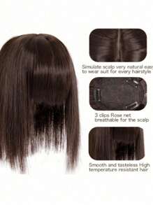 Synthetic Hair Fake Fringe Clip In  Cover White Hair Natural Invisible Front Neat  Extensions For Women Wig Hairpiece - Light Brown - View 4