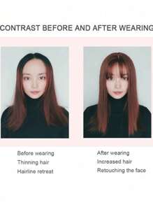 Synthetic Hair Fake Fringe Clip In  Cover White Hair Natural Invisible Front Neat  Extensions For Women Wig Hairpiece - Light Brown - View 2